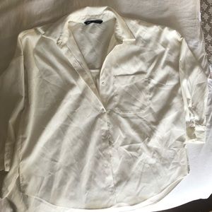 Zara White Corduroy Button Up
